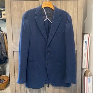 MJ Bale Blazer Sport Coat Navy Blue Cotton Size 40